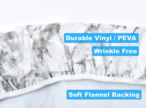 Miniatura 5 de Rally Home Goods Mantel redondo de vinilo ajustable para interiores y exteriores, respaldo de franela, borde elástico, cubierta de plástico Mármol