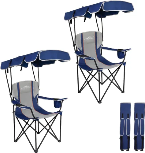 Miniatura 10 de FAIR WIND Silla de camping de gran tamaño con toldo ajustable de 380 libras de capacidad para personas pesadas, silla de playa plegable portátil