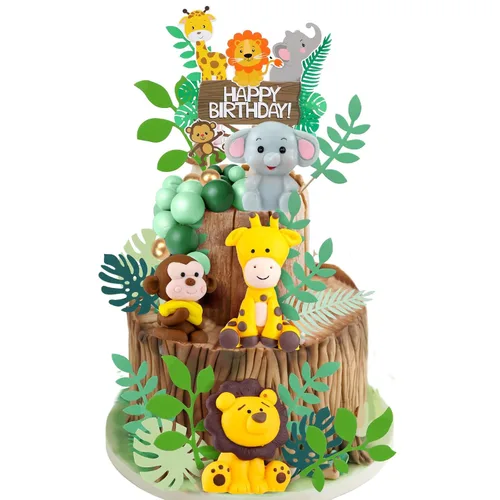 Miniatura 9 de 35 piezas de decoración de pastel de dinosaurio con hojas de macaron modelo rosa para niñas, decoración de pastel de dinosaurio para fiesta