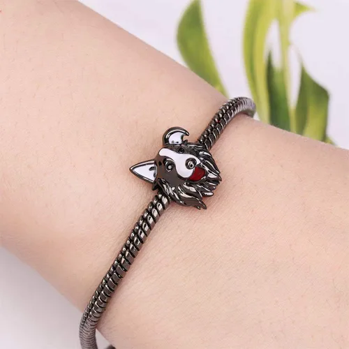 Miniatura 5 de GNOCE Abalorio de plata de ley para perro chapado en negro para pulsera o collar de mascotas para mujeres y niñas
