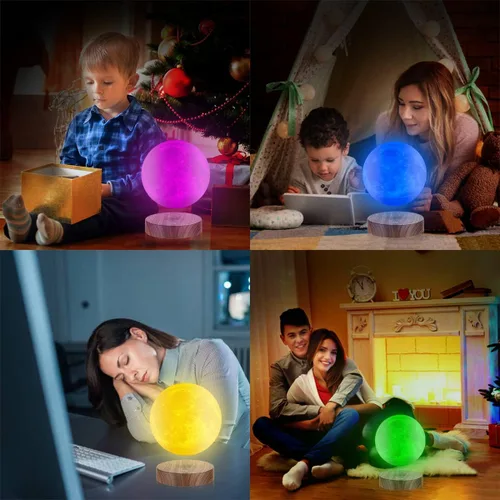 Miniatura 4 de Lámpara de luna levitante de 16 colores flotante y giratoria, luz nocturna de luna LED con control remoto, levitación magnética, impresión 3D, Luna