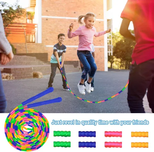 Miniatura 7 de Coolrunner Cuerda de saltar de 16 pies de largo (1 paquete), cuerdas de saltar holandesas dobles, cuentas suaves para niños adultos, plástico
