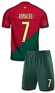 Camiseta de fútbol para adultos Ronaldo Jersey Portugal No 7 Sports Jersey Shirt Free Shorts