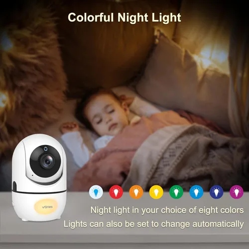Miniatura 4 de VTimes - Monitor de bebé con cámara y audio, pantalla HD de 720P de 5.5 pulgadas, monitor de video sin WiFi, modo VOX, panorámica/inclinación/zoom