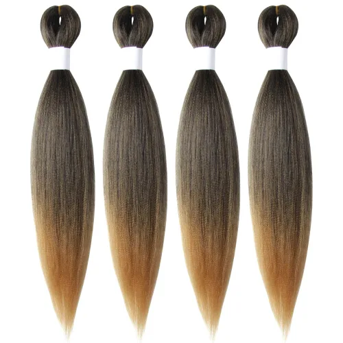 Miniatura 64 de Cabello trenzado preestirado de 10 pulgadas, 4 paquetes, extensiones de cabello corto para trenzas, cabello sintético preestirado #1 (negro azabache)