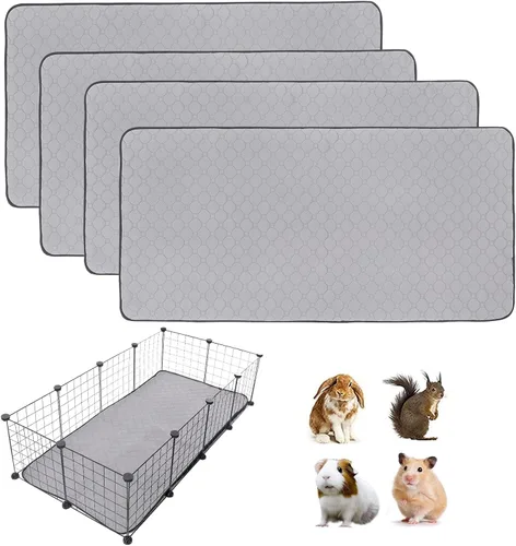 Miniatura 21 de Paquete de 2 forros para jaula de cobayas LWYMX, 24'' X 48'', almohadillas lavables para orina de cobayas, alfombrilla antideslizante reutilizable