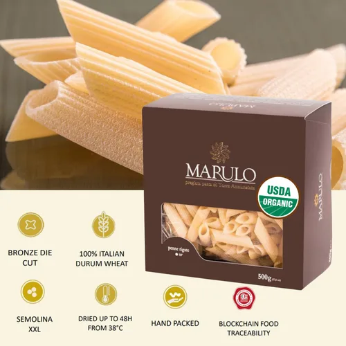 Miniatura 3 de Pasta Penne, pasta de corte bronce hecha en Italia 1.1 libras (17.64 oz), pasta italiana gourmet, sémola 100% dura sin OMG, pasta italiana