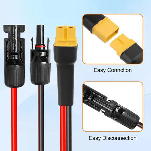 Miniatura 6 de Cable de extensión solar XT60 de 10 AWG 2 3 6 10 15 20 25 35 40 50 75 100 pies XT60 adaptador de conector de extensión solar más grueso cable hembra