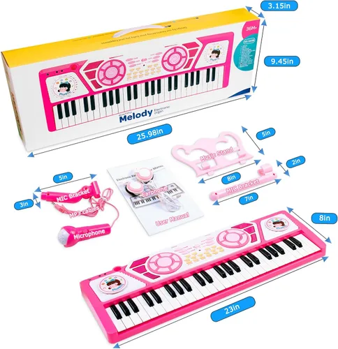 Miniatura 6 de Juguetes para niñas de 3 años en adelante: Regalo de 49 teclas Teclado de piano para niños, juguete de instrumento musical educativo multifuncional