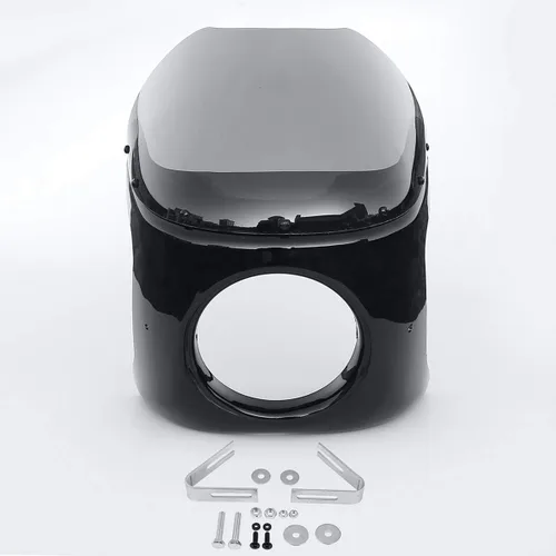 Miniatura 3 de Carenaje de faro delantero redondo universal de 17.8 cm con kit de parabrisas ahumado para motocicleta Harley BMW Suzuki Yamaha