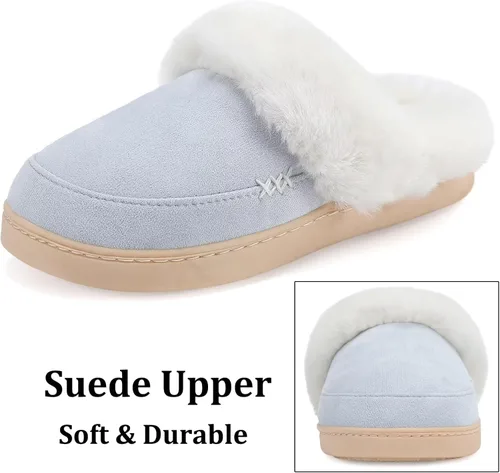 Miniatura 3 de NineCiFun - Pantuflas de casa de gamuza, unisex, mullidas, con forro de piel sintética, para interiores y exteriores, con suela de goma