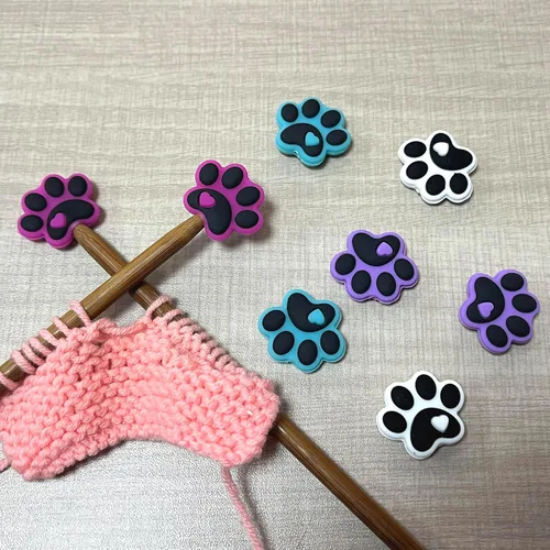 Miniatura 3 de SPANSEE 8 piezas de tapones para agujas de tejer con forma de pata de perro, protectores de puntas de agujas de tejer, tapas para agujas de tejer