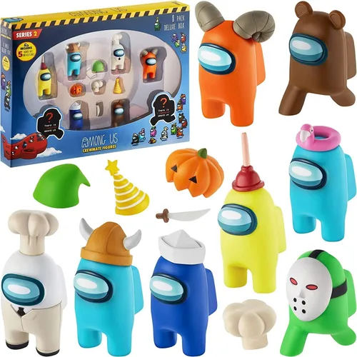 Figuras de tripulación | 8 coleccionables en 1 caja | Mercancía incluye The Peeled and The Clogged | 2 impostores ocultos | Mini juguetes con 5