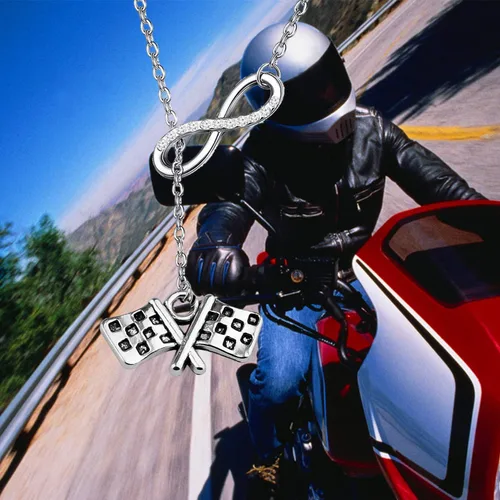 Miniatura 6 de Collar de banderas de carreras, collar con colgante de cadena en Y, regalo para carreras de coches y motocross, para aficionados a carreras