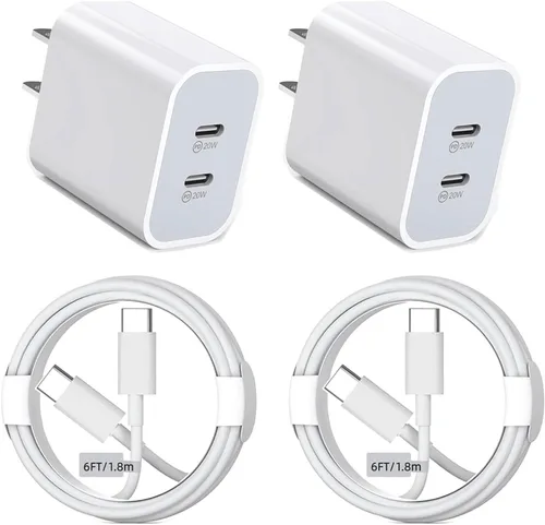 Miniatura 9 de Cargador de carga rápida para iPhone 17, cargador de pared USB C de doble puerto de 40 W, bloque de carga rápida con cable de carga USB C a C de 6