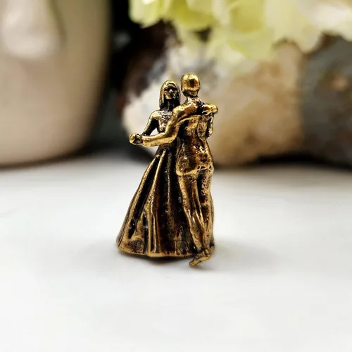Miniatura 9 de Escultura en miniatura de pareja bailarina, hecha a mano, de latón, coleccionable, elegante, de pie