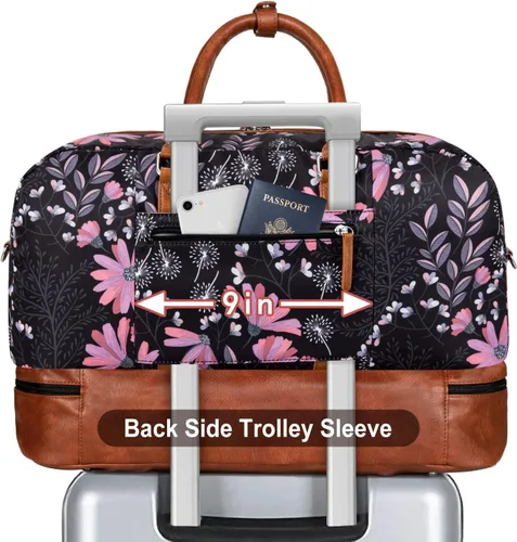 Miniatura 50 de IBFUN Bolsas de fin de semana para mujer, bolsa grande de lona para viaje, bolsa de viaje con compartimento para zapatos, 21 pulgadas, juego de 3