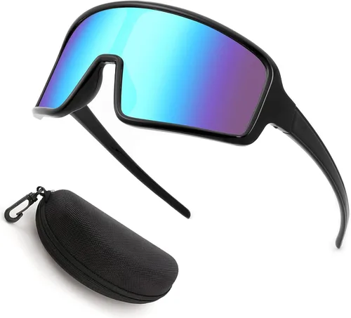 Karsaer Vision - Gafas de sol deportivas para ciclismo, béisbol, softbol, unisex, para adultos, jóvenes, niños y niñas, 8-16 Lentes de espejo azul