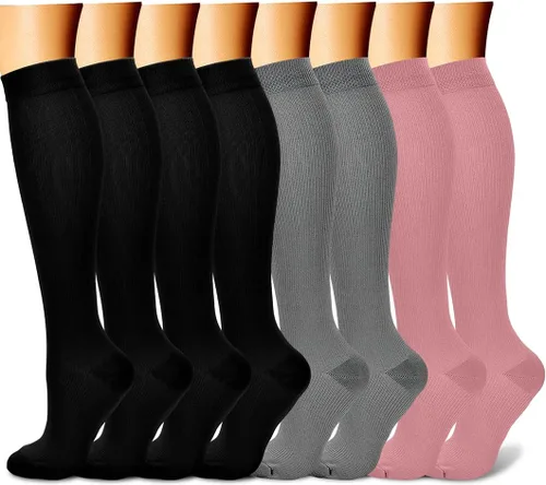 Miniatura 29 de CHARMKING Calcetines de compresión para mujeres y hombres para circulación (8 pares) 15-20 mmHg, mejor soporte para ciclismo atlético