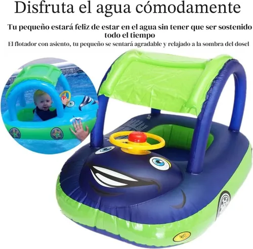 Miniatura 5 de Flotador de piscina para bebé con dosel de verano, volante, sombrilla de natación, anillo de natación para automóvil, juguetes inflables, asiento