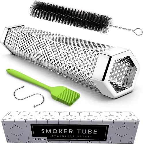 Tubo de humo – Tubo de humo de 12 pulgadas para parrilla de pellets de 5 horas de humo, tubo de ahumador de pellets de acero inoxidable para todas