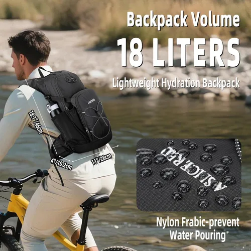 Miniatura 5 de Mochila de hidratación, mochila de agua ligera para senderismo con vejiga de agua a prueba de fugas de 3 L, paquete de hidratación aislada ideal