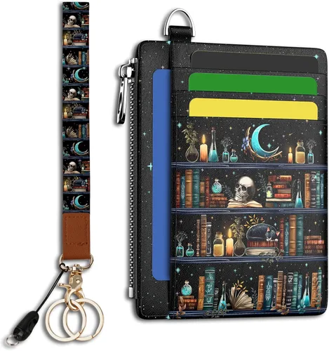 Miniatura 22 de Hancynir Cartera delgada para mujer con soporte para tarjetas de crédito RFID, pequeña mini funda para tarjetas con bolsillo frontal de PU, cartera