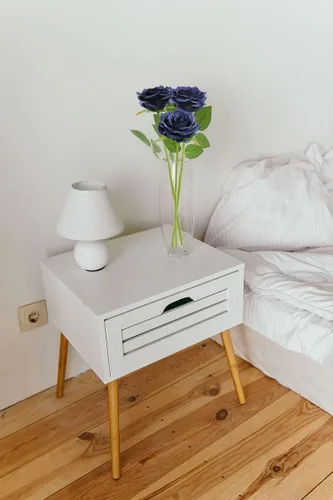 Miniatura 6 de LVEFIT Flores Artificiales de Rosa Azul Marino Flores Azul Marino Rosas Azul Marino Flores de Seda 12 piezas con Tallo Largo Ramo de Rosas de Seda