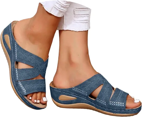 Miniatura 6 de Sandalias ortopédicas con soporte de arco para mujer, sandalias de cuña para mujer, sandalias para caminar, cómodas sandalias de plataforma