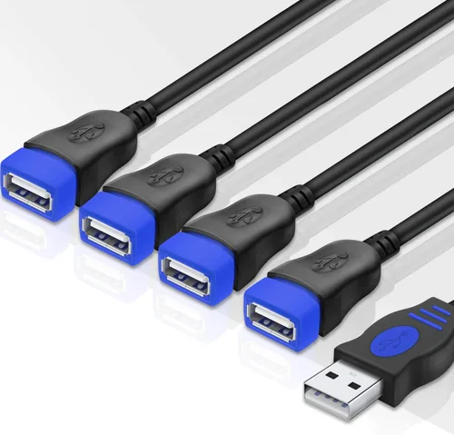 Miniatura 3 de ANDTOBO Divisor USB 1 a 4, USB 2.0 Y Splitter Cable de carga USB 1 macho a 4 hembra, cable de alimentación de extensión