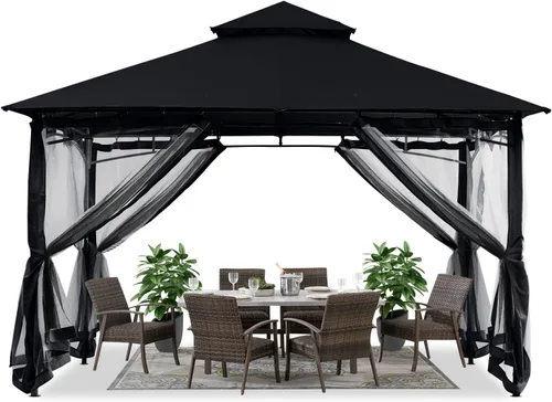 Miniatura 12 de ABCCANOPY Gazebos para patios de 10 x 10 pulgadas, kiosco con marco de acero para exteriores con mosquitera para césped, patio trasero, jardín