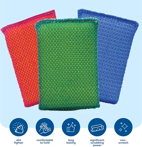 Miniatura 3 de SCRUBIT Esponja multiusos para fregar platos, almohadillas antiarañazos, esponjas de limpieza para ollas, platos y utensilios de cocina Azul