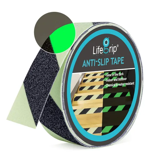 Miniatura 10 de Lifegrip - Cinta de tracción antideslizante, 4 pulgadas x 38 pies, mejor agarre, fricción, adhesivo abrasivo para escaleras, peldaños de pisada