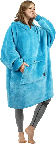Miniatura 59 de Catalonia Sudadera extragrande tipo manta con capucha, sudadera de sherpa portátil para adultos, hombres y mujeres