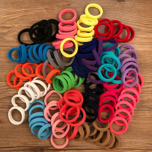 Miniatura 5 de XIMA 60 ligas elásticas de nailon para el cabello, bandas para el cabello, sin arrugas, tela elástica, grandes y elásticas, soportes para cola de 60