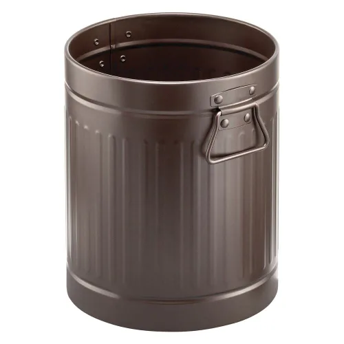 Miniatura 6 de mDesign Basurero de metal de acero de 2 galones/7 litros, basurero con asas para baño, cocina, dormitorio, oficina, capacidad para basura, residuos