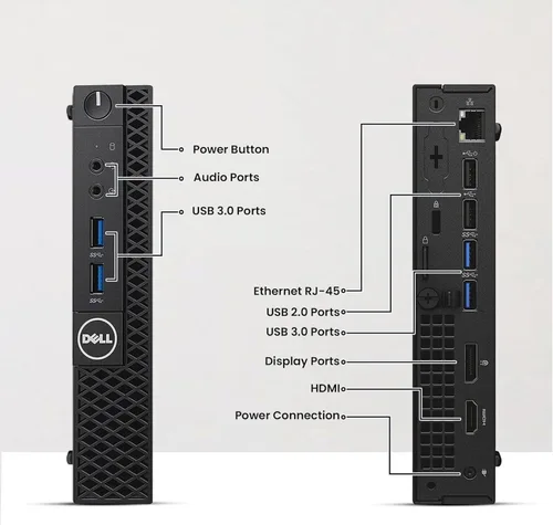 Miniatura 2 de Dell OptiPlex 3050 Tiny Computer Micro Tower PC, procesador Intel Core i5-6500T, RAM DDR4 de 16 GB, SSD NVMe de 512 GB, puerto de pantalla, HDMI