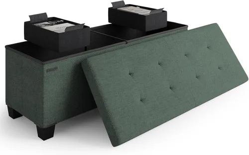 Miniatura 49 de Cubo otomano de almacenamiento con cubo pequeño, otomana cuadrada de 15 pulgadas con almacenamiento para sala de estar y dormitorio, reposapiés