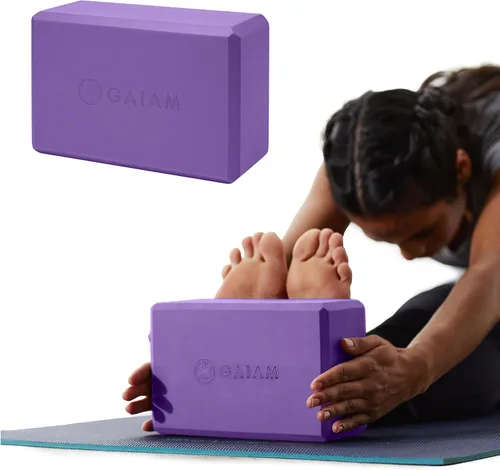 Gaiam Yoga Block - Supportive Latex-Free Eva Foam - Soft Non-Slip Surface with Beveled Edges for Yoga, Pilates, Meditation Pueple profundo