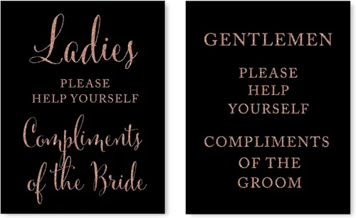 Miniatura 60 de Andaz Press Letreros de fiesta de boda, purpurina de oro rosa sintético sobre negro, 8.5 x 11 pulgadas, resalta tu versículo bíblico favorito