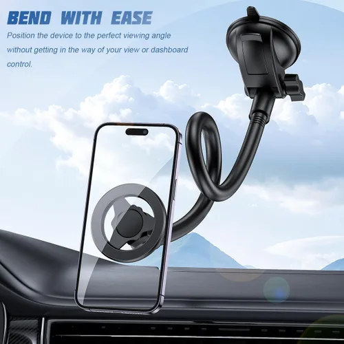 Miniatura 4 de Soporte para teléfono de coche de cuello de cisne, soporte para celular de brazo largo para parabrisas y tablero con ventosa fuerte, estabilizador