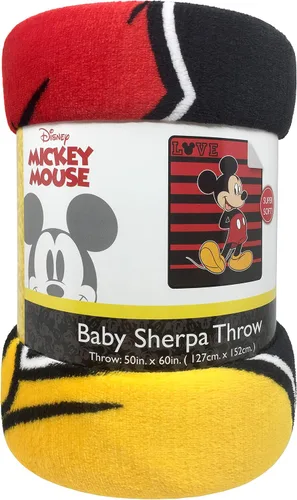Miniatura 3 de Manta Disney Mickey Mouse Love Sherpa - Mide 50 x 60 pulgadas, ropa de cama para niños, resistente a la decoloración, súper suave