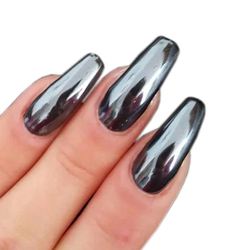 Miniatura 4 de Polvo de uñas cromado, efecto espejo metálico, polvo de uñas, arte de uñas, polvo de espejo negro cromado, brillante, ultra fino, pigmento
