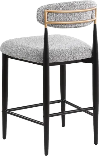 Miniatura 7 de Morden Fort Juego de 2 taburetes de bar de altura de mostrador, modernos taburetes tapizados con respaldo alto y patas de metal negro, sillas