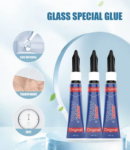 Miniatura 2 de Super pegamento transparente ultra fuerte, tubos de 0.11 onzas, adhesivo instantáneo perfecto para cerámica, madera, metal, goma, plástico, vidrio