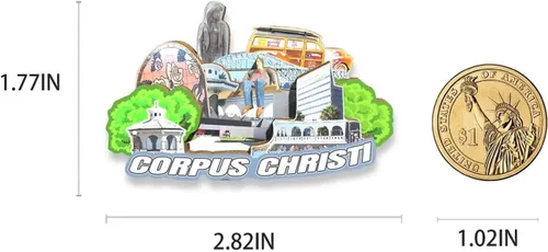 Miniatura 3 de Imán de madera para nevera, diseño de Corpus Christi de Estados Unidos, monumentos en 3D, recuerdos coleccionables, decoración hecha a mano