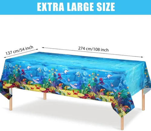 Miniatura 2 de Tiamon Paquete de 3 manteles para fiesta marina, animales del océano, mantel de mesa de criaturas submarinas y vida marina para niños, decoración