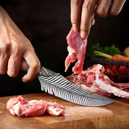 Miniatura 2 de Dream Reach Cuchillo de deshuesar vikingo de plumas, cuchillo vikingo profesional de 6 pulgadas, cuchillo de carne de espiga completa con caja