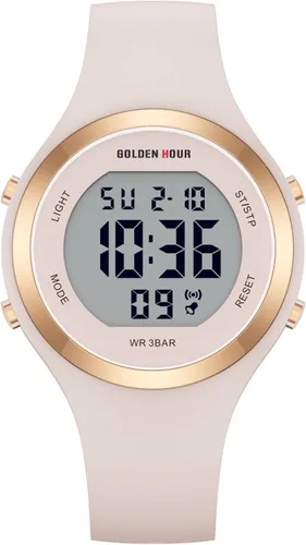 Miniatura 2 de GOLDEN HOUR Reloj de pulsera de silicona con cronógrafo digital impermeable para mujer