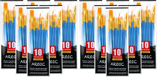 Miniatura 25 de Juego de pinceles de pintura acrílica, 1 paquete/10 pinceles de acuarela, pinceles de nailon para el cabello, para todo uso, óleo, acuarela, 2-Azul